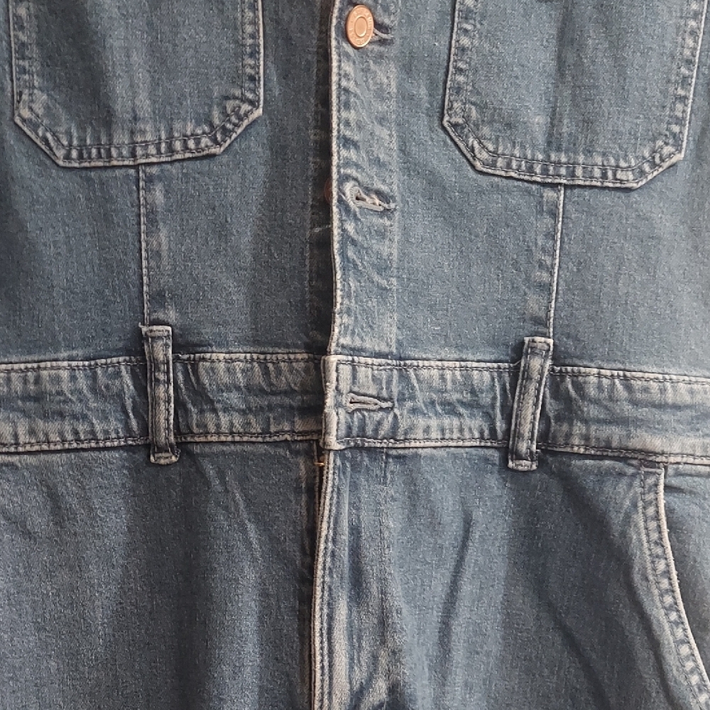 GAP Blue Denim Jumpsuit with Rolled Sleeves - Picture 4 of 6